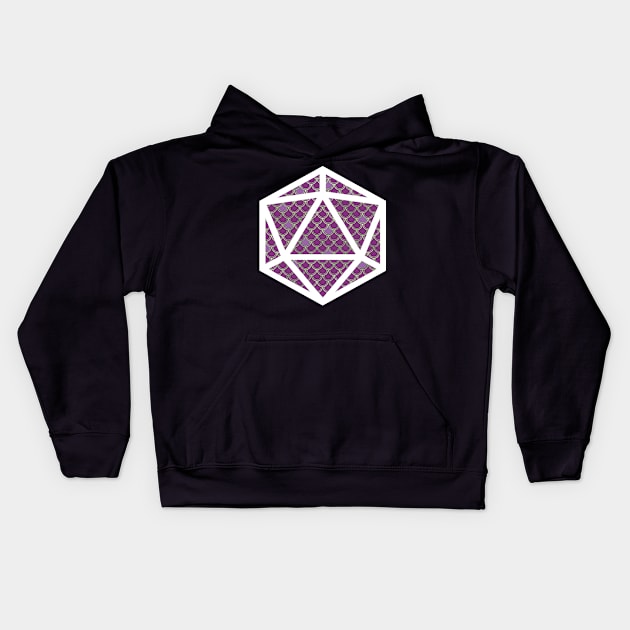 D20 Decal Badge - Scales Purple Kids Hoodie by aaallsmiles